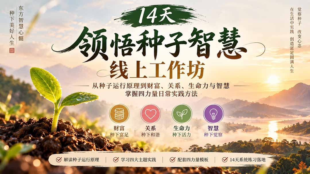 14天领悟种子智慧线上工作坊｜从种子运行原理到财富、关系、生命力与智慧，掌握四力量日常实践方法-爱搭资源网
