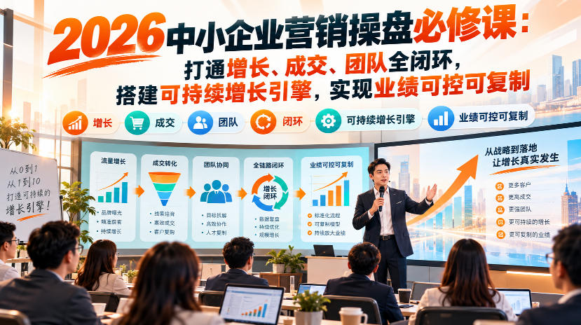 2026中小企业营销操盘必修课：打通增长、成交、团队全闭环，搭建可持续增长引擎，实现业绩可控可复制-爱搭资源网
