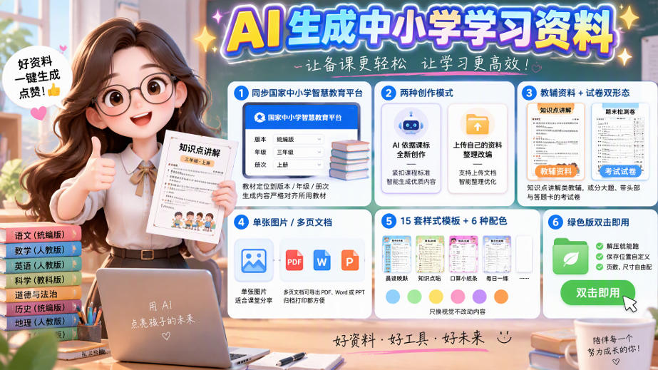 孩子的教辅别再乱买了：同步国家中小学智慧平台，AI一键生成图文教辅和试卷-爱搭资源网