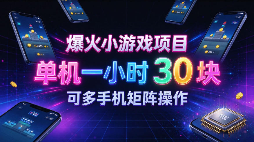 爆火小游戏撸金项目，实测单机一小时30+，可多手机矩阵操作，新手看完一遍就能上手【揭秘】-爱搭资源网