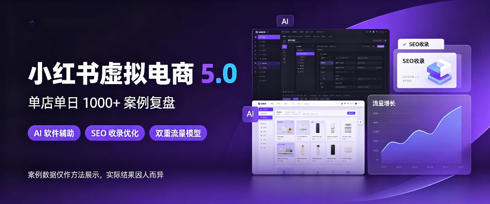 小红书虚拟电商5.0，单店单日1000+，AI软件+SEO收录，双重流量稳定出单【揭秘】-爱搭资源网