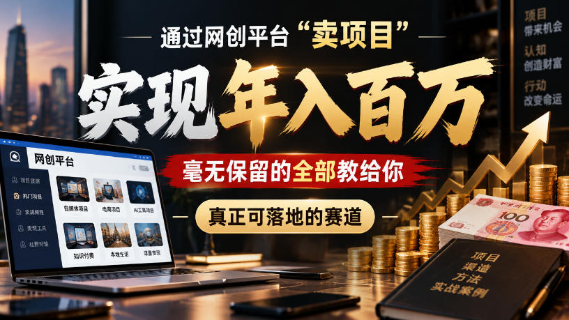 通过网创平台“卖项目”实现年入100w，毫无保留的全部教给你，真正可落地的赛道【揭秘】-爱搭资源网