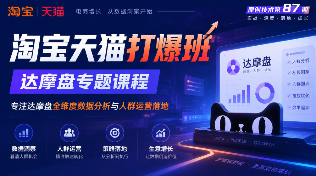 《淘宝天猫打爆班》原创技术第87期，达摩盘专题课程，专注达摩盘全维度数据分析与人群运营落地-爱搭资源网