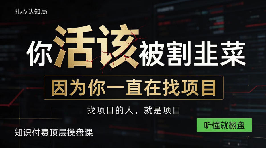 做项目不如卖项目，做知识付费自己当老板，知识付费顶层操盘课，听懂就翻盘【揭秘】-爱搭资源网