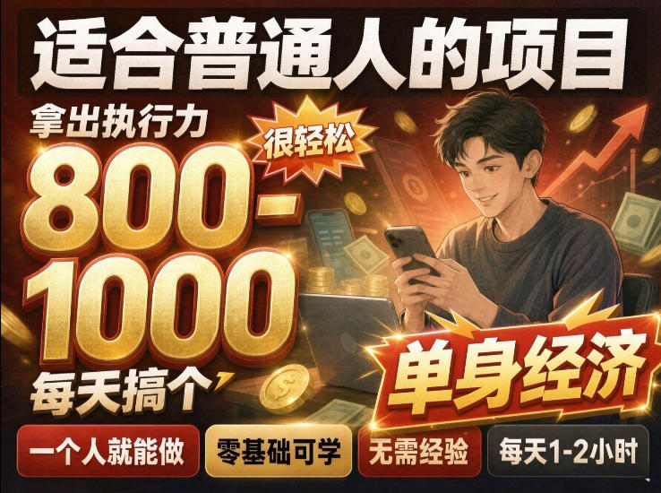 单身交友社群，普通人拿出执行力一个人每天搞个800-1k很轻松，普通人随时入局，无需经验【揭秘】-爱搭资源网