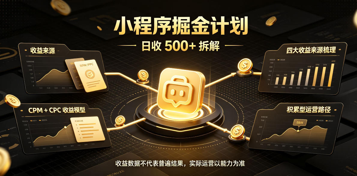 小程序推广计划，日收500+，腾讯官方打款，客户留存率高，收益长期稳定【揭秘】-爱搭资源网