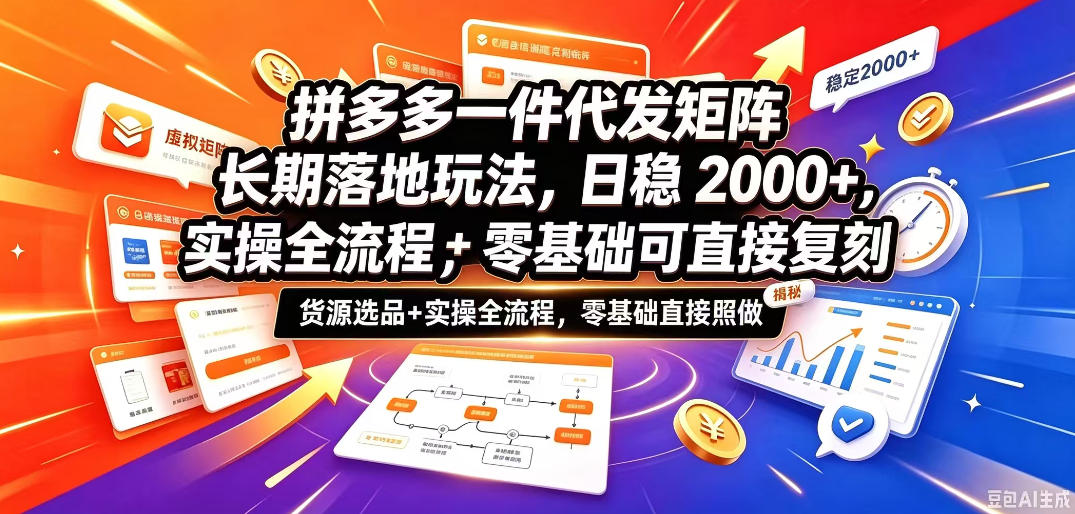 拼多多一件代发矩阵长期落地玩法，日稳入2k+，选品货源+实操全流程，零基础可直接复刻【拆解】-爱搭资源网