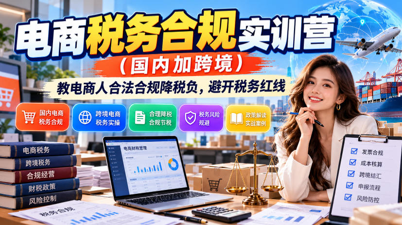电商税务合规实训营(国内加跨境)，教电商人合法合规降税负，避开税务红线-爱搭资源网