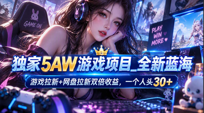 独家5AW游戏蓝海项目_游戏拉新+网盘拉新双倍收益，拉新一个30米-爱搭资源网