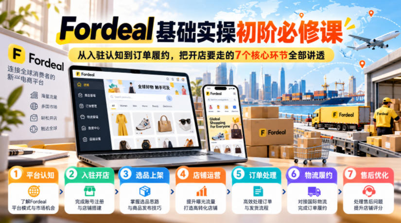 Fordeal基础实操初阶必修课，从入驻认知到订单履约，把开店要走的7个核心环节全部讲透-爱搭资源网