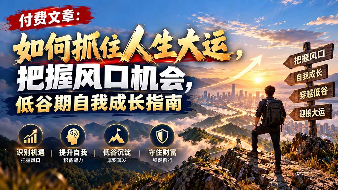 付费文章：如何抓住人生大运，把握风口机会，低谷期自我成长指南-爱搭资源网