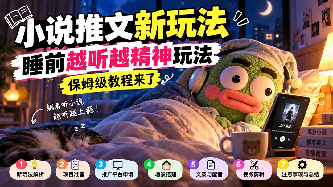 小说推文新玩法，睡前越听越精神玩法，保姆级教程来了-爱搭资源网