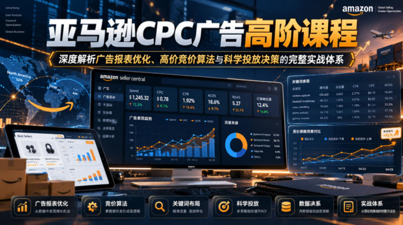 亚马逊CPC广告高阶课程，深度解析广告报表优化、高价竞价算法与科学投放决策的完整实战体系-爱搭资源网