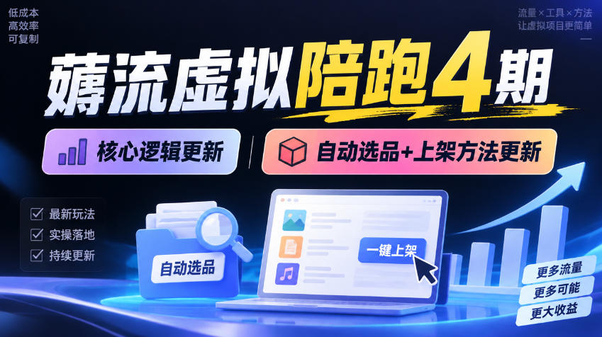 薅流虚拟陪跑4期丨核心逻辑更新丨自动选品+上架方法更新-爱搭资源网