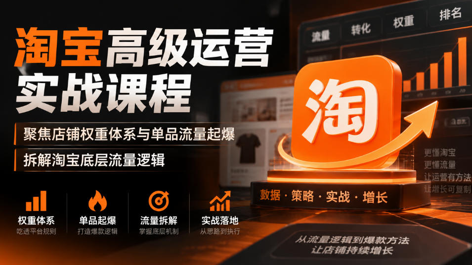 淘宝高级运营实战课程，聚焦店铺权重体系与单品流量起爆，拆解淘宝底层流量逻辑-爱搭资源网