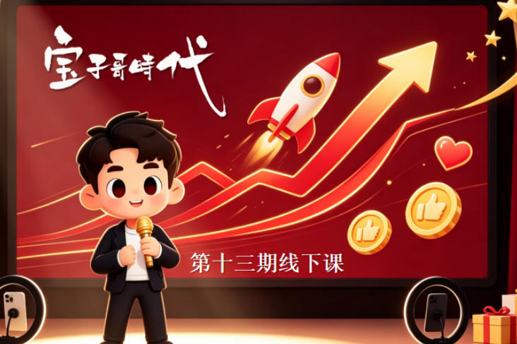 宝子哥抖音直播第13期VIP线下课9月5-6日，26年最值得看的直播课程，快速突破直播间流量瓶颈，打造高效起号闭环-爱搭资源网