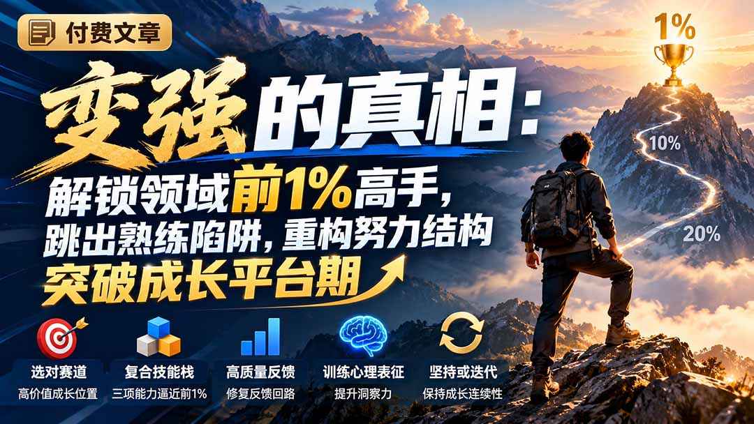 付费文章：变强的真相：解锁领域前1%高手，跳出熟练陷阱，重构努力结构突破成长平台期-爱搭资源网