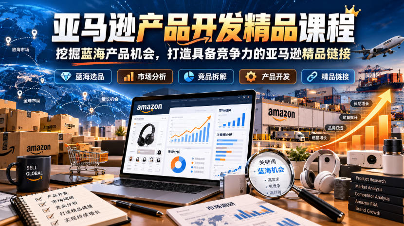 亚马逊产品开发精品课程，挖掘蓝海产品机会，打造具备竞争力的亚马逊精品链接-爱搭资源网