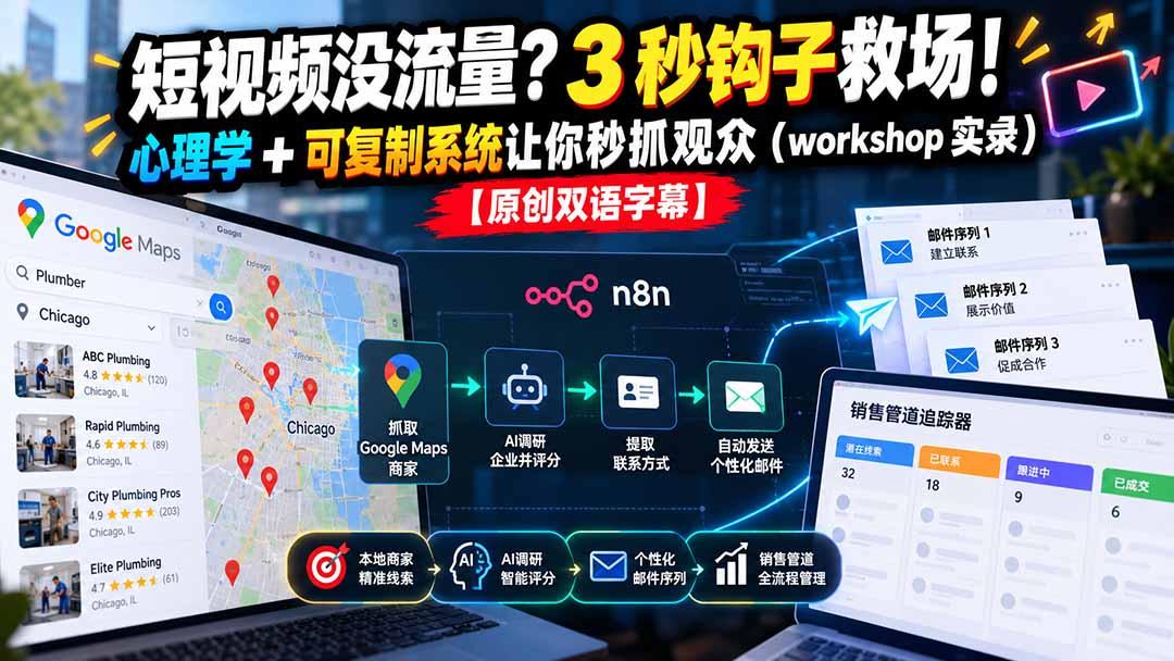 短视频没流量？3 秒钩子救场！心理学 + 可复制系统让你秒抓观众(workshop 实录-爱搭资源网