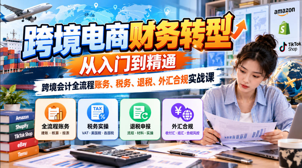 跨境电商财务转型：从入门到精通｜跨境会计全流程账务、税务、退税、外汇合规实战课-爱搭资源网