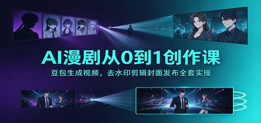 AI漫剧从0到1创作课：豆包生成视频，去水印剪辑封面发布全套实操-爱搭资源网
