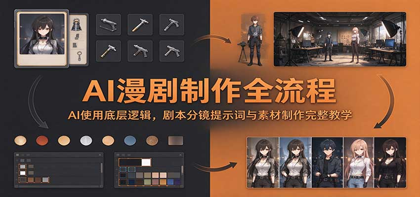AI漫剧制作全流程：AI使用底层逻辑，剧本分镜提示词与素材制作完整教学-爱搭资源网