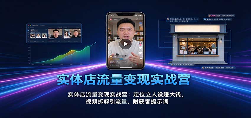 实体店流量变现实战营：定位立人设赚大钱，视频拆解引流量，附获客提示词-爱搭资源网