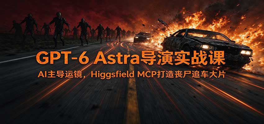 GPT-6 Astra导演实战课：AI主导运镜，Higgsfield MCP打造丧尸追车大片-爱搭资源网