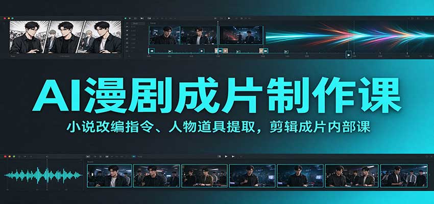 AI漫剧成片制作课：小说改编指令、人物道具提取，剪辑成片全流程-爱搭资源网