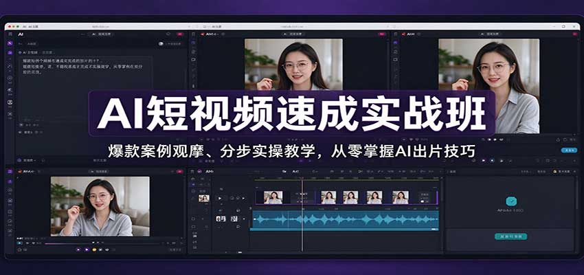 AI短视频速成实战班：爆款案例观摩、分步实操教学，从零掌握AI出片技巧-爱搭资源网