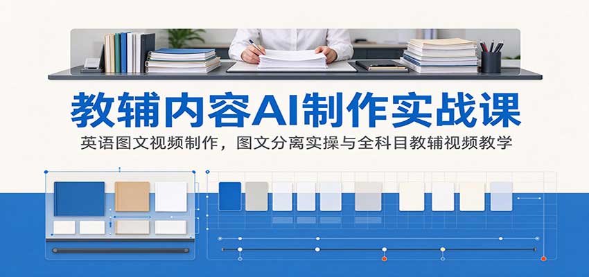 AI制作教辅内容实战课：英语图文视频制作，图文分离实操与全科目教辅视频教学-爱搭资源网