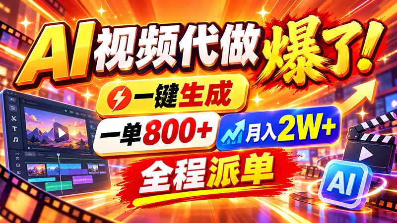 2026年底新赛道，AI视频代做一单800+，小白可做，告别打工-爱搭资源网