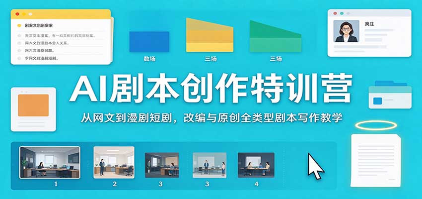 AI剧本创作特训营：从网文到漫剧短剧，改编与原创全类型剧本写作教学-爱搭资源网
