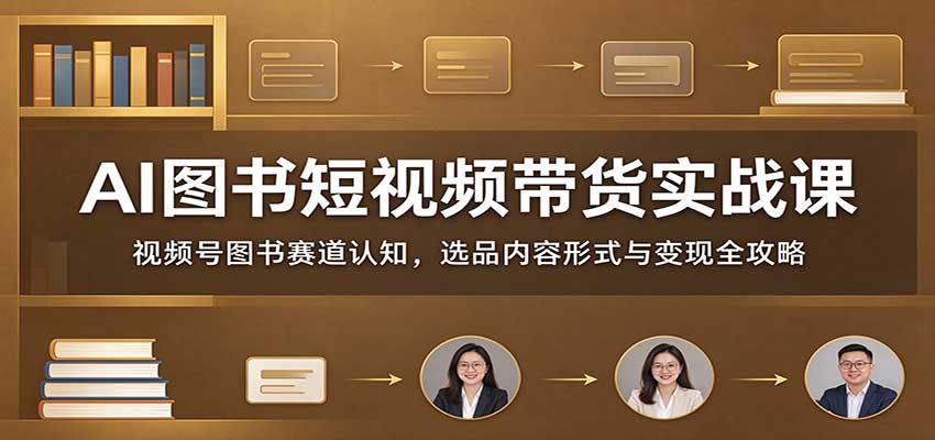 AI图书短视频带货实战课：视频号图书赛道认知，选品内容形式与变现全攻略-爱搭资源网