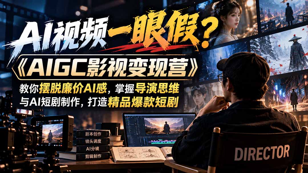 【无水印】AI视频一眼假？《AIGC影视变现营》教你摆脱廉价AI感，掌握导演思维与AI短剧制作，打造精品爆款短剧-爱搭资源网