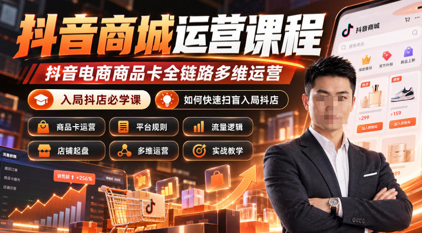 抖音商城运营课程，抖音电商商品卡全链路多维运营，入局抖店必学课， 如何快速扫盲入局抖店(更新1025)-爱搭资源网