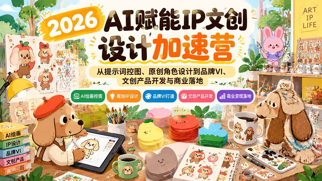 2026AI赋能IP文创设计加速营：从提示词控图、原创角色设计到品牌VI、文创产品开发与商业落地-爱搭资源网