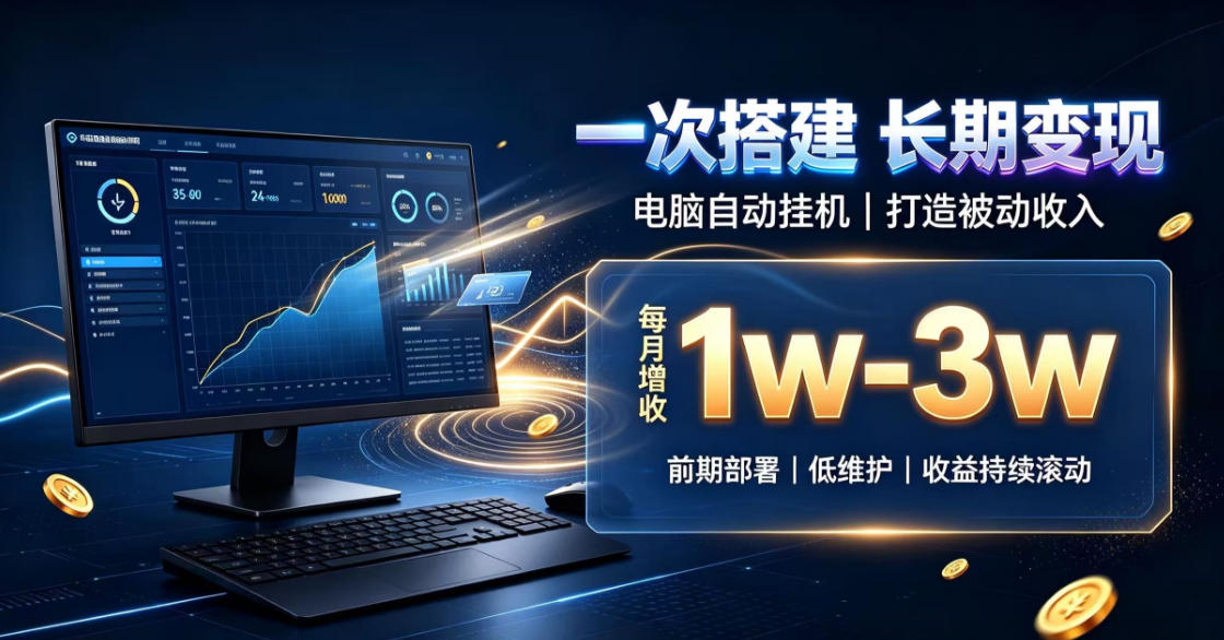 一份投入长期收益，电脑自动挂G类目，搭建被动收入每月增收1w-3w【揭秘】-爱搭资源网