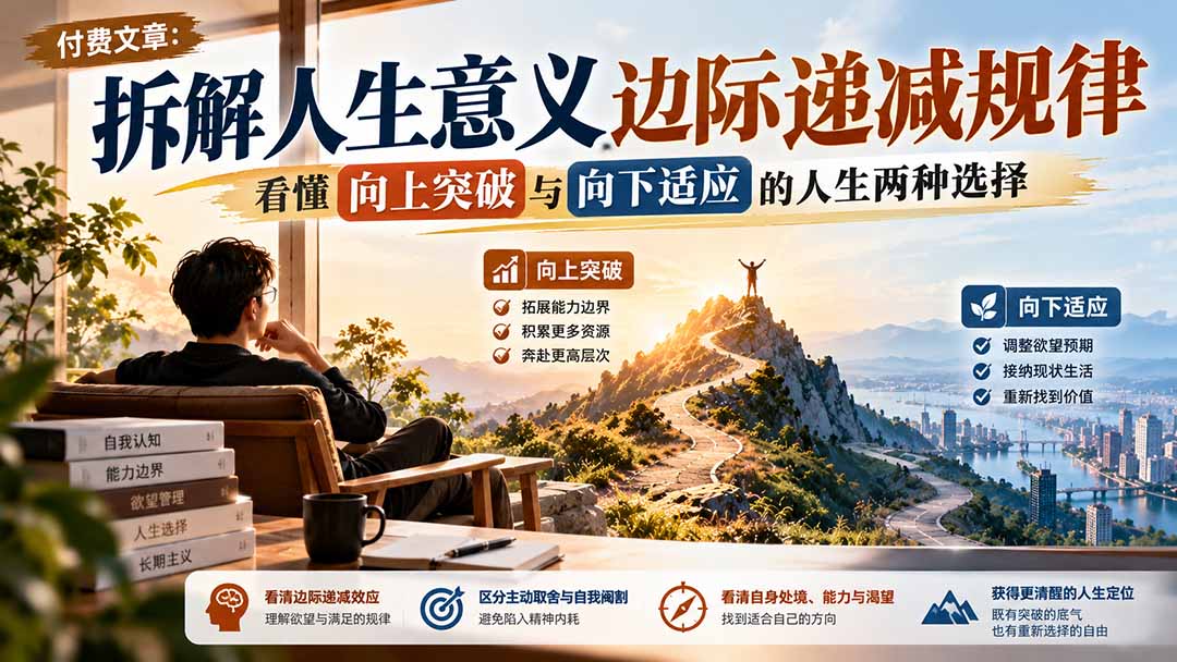 付费文章：拆解人生意义边际递减规律，看懂向上突破与向下适应的人生两种选择-爱搭资源网