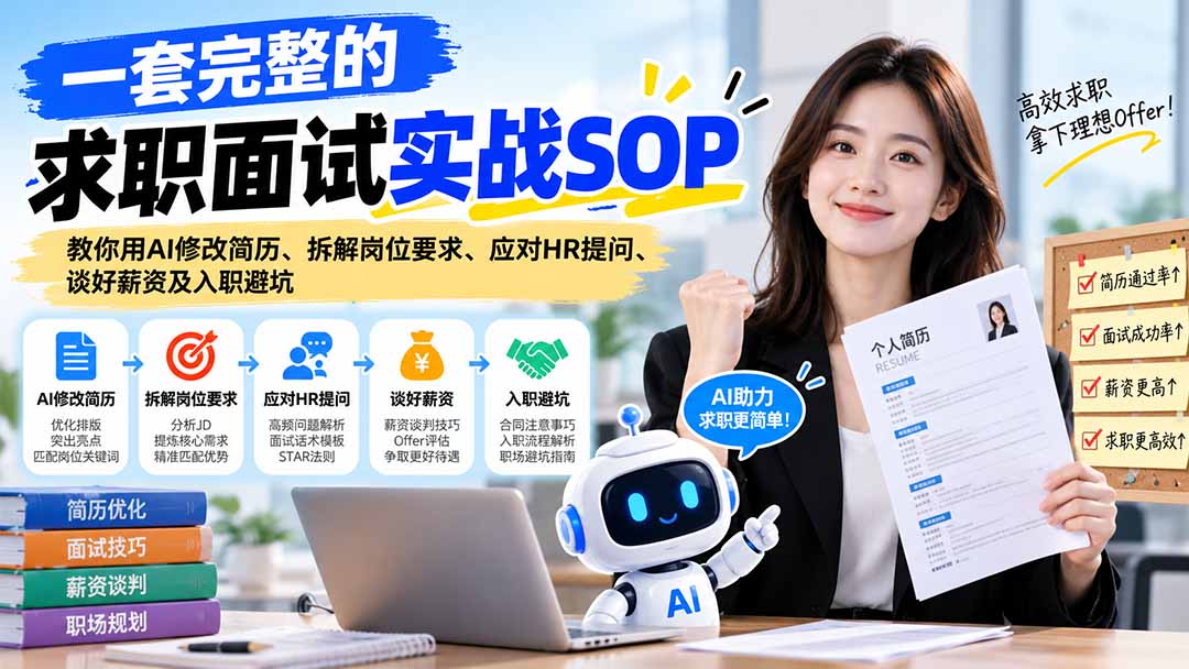 一套完整的求职面试实战SOP：教你用AI修改简历、拆解岗位要求、应对HR提问、谈好薪资及入职避坑-爱搭资源网