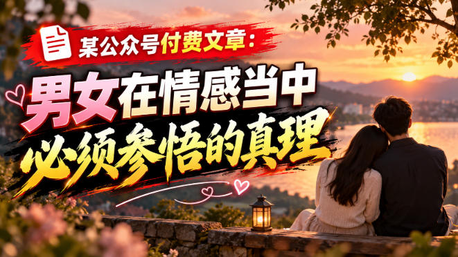 某公众号付费文章：男女在情感当中必须参悟的真理-爱搭资源网