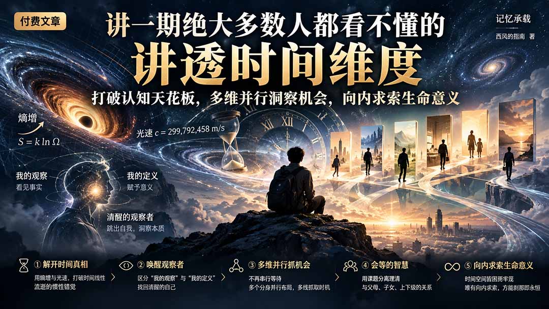 付费文章：讲一期绝大多数人都看不懂的，讲透时间维度，打破认知天花板，多维并行洞察机会，向内求索生命意义-爱搭资源网