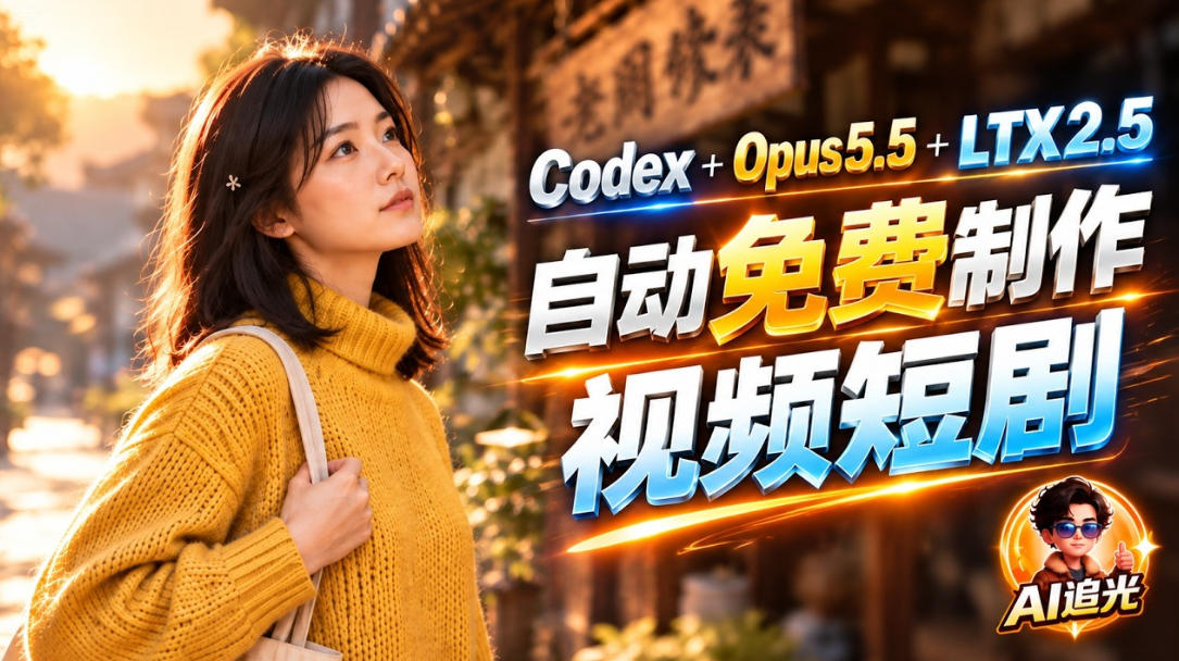 【无水印】Codex出图+免费LTX-2.5生成视频，Claude Opus 5.5全自动剪出1分钟情感短剧《停了的表》-爱搭资源网