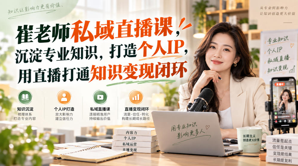 崔老师私域直播课，沉淀专业知识，打造个人IP，用直播打通知识变现闭环-爱搭资源网